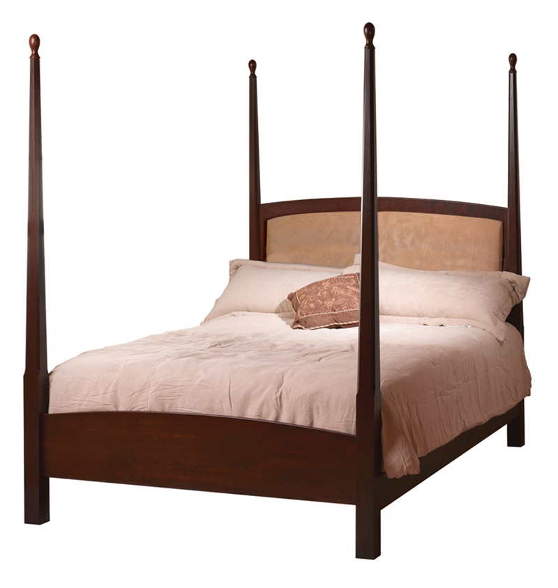 Classic-Shaker-Pencil-Post-Bed-with-Optional-Padded-Headboard.-Canopy-Rails-Available